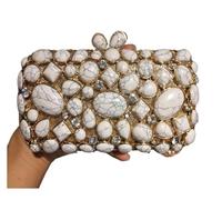 LOVSSU Damen Clutch mit Steinen, Minaudiere, for Partys, Abendessen, Strass, Handtaschen, Kristall, Abendtaschen und Clutches(Green)