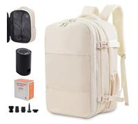 Lovvento Luftvakuum-Kompressionsrucksack: Erweiterbare Handgepäcktasche, Vakuum passend für 43,9 cm (17,3 Zoll) Laptop, geeignet für die Arbeit, Weiss/opulenter Garten, 24.5L / Fit 17.3" Laptop