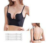 Low Back Bra for Backless Dress, Low Back Bra for Women, Womens Low Back Bra Wire Lifting Deep U Shaped Plunge Backless Bra, Lifting Push Up Convertible Seamless Underwire Bra (32B,Black)