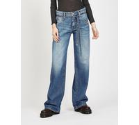 Low-rise-Jeans GANG "94CLAIRE", Damen, Gr. 31, Normalgrößen, blau (worn jeans blau), 98% Baumwolle, 2% Elasthan, unifarben, relaxed fit lang, Jeans, im 5-Pocket-Style (45308959-31) worn jeans blau