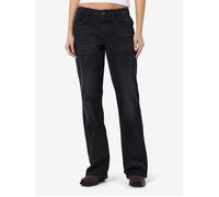 Low-rise-Jeans NOISY MAY "NMNILA LW WIDE JEANS AZ423BL NOOS", Damen, Gr. 28, Länge 32, schwarz (schwarz denim), Denim/Jeans, Obermaterial: 99% Baumwolle, 1% Elasthan, unifarben, gerade, Jeans Low-rise