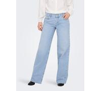 Low-rise-Jeans ONLY "ONLBRENDA LOW WIDE DNM CRO045", Damen, Gr. XS (34), Länge 32, light blau bleached denim, Denim/Jeans, Obermaterial: 100% Baumwolle, unifarben, lang, Jeans, Baumwolle, low waist, w