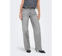 Low-rise-Jeans ONLY "ONLBRENDA LOW WIDE DNM CRO117 NOOS", Damen, Gr. M (38), Länge 30, grau (light grau denim), Denim/Jeans, Obermaterial: 100% Baumwolle, unifarben, lang, Jeans (28354012-M) light gra