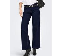 Low-rise-Jeans ONLY "ONLJUDY-O LW WIDE DNM RINSE TAI966", Damen, Gr. M (38), N-Gr, blau (dunkelblau denim), Denim/Jeans, Obermaterial: 99% Baumwolle, 1% Elasthan, unifarben, lang, Jeans, Baumwollmisch