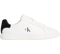 Plateausneaker CALVIN KLEIN "LOW PRO CUPS LTH ML", Damen, Gr. 37, weiß, schwarz, Leder, unifarben mit Farbeinsatz, Basic, Schuhe Plateausneaker, Schnürschuh, Halbschuh, Freizeitsneaker mit seitlichem