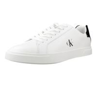 Plateausneaker CALVIN KLEIN "LOW PRO CUPS LTH ML", Damen, Gr. 40, weiß, schwarz, Leder, unifarben mit Farbeinsatz, Basic, Schuhe Plateausneaker, Schnürschuh, Halbschuh, Freizeitsneaker mit seitlichem