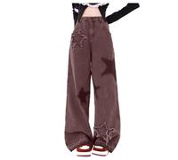 Low Waist Jeans Damen Wide Leg Hose Mädchen Hellblaue Lockere Flared Schlaghosen mit Löchern Mode Jeanshose Cargohose Sommerjeans Outfit Mom Hüftjeans Y2K Baggy Jeanshosen Hosen Blau, Beige S,M,L,XL