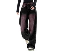 Low Waist Jeans Damen Wide Leg Hose Mädchen Hellblaue Lockere Flared Schlaghosen mit Löchern Mode Jeanshose Cargohose Sommerjeans Outfit Mom Hüftjeans Y2K Baggy Jeanshosen Hosen Blau, Beige S,M,L,XL