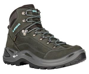 LOWA Damen-Trekkingschuhe Weite RENEGADE GTX MID Ws WIDE asphalt/türkis - dunkelgrau Größe EU: 38