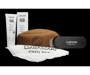 Lowa Schuhputztasche (Active Creme farblos 75ml, Bürste, Tuch) - 1 Set