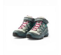 Lowa Wanderschuhe Maddox Pro Mid GTX Velcro Junior (Textil/Veloursleder, Klettverschluss, wasserdicht) petrol/pink Kinder, Größe Euro (US) 24 (8)