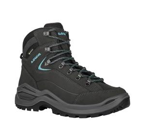 LOWA Women's RENEGADE EVO GTX MID Ws Wide asphalt/türkis trekking boots - schwarz Größe EU: 36