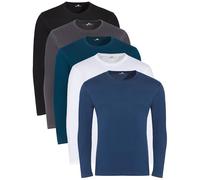 Lower East Basic Rundhals Langarm-Shirts für Herren 3er I 5er Pack aus 100% Baumwolle I Herren Longsleeve in vielen Farben