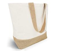 Loxato Jutebeutel - Shopper Damen Groß Stoff 400g/m2 - Strandtasche - Jutetasche Shopper - Einkaufstasche - Badetasche XXL - B56 x H43 x T18 cm