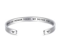 LParkin, Armband Für Frauen Rostfreier Stahl, Beschriftung auf der Innenseite: My Maid Of Honor Today, My Sister For Life“, Freundschaft Armband, Personalisierte Geschenke