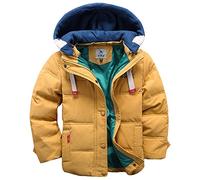 LPATTERN Kinder Jungen Daunenmantel Verdickte Wintermantel Steppjacke Warme Winterjacke Daunenjacke Übergangsjacke mit Kapuze Oberbekleidung, Gelb, 92-98