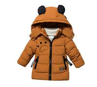 LPATTERN Baby Kinder Jungen Winterjacke Parka Mantel Steppjacke Wintermantel mit unabnehmbar Kapuze Übergangsjacke Cartoon Outdoorjacke, Karamell, 104-110