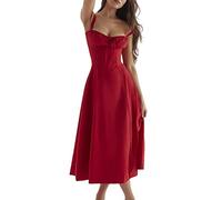 LPBSKHJW Mi-Lange Korsett für Damen, Sommerkleid, Bustier, bedruckt, Strandkleid, Sommer, fließend, Schlitz, C, Small