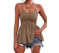 LPCBDEE Damen Verstellbare Spaghettiträger Tank Tops Ärmellos Schößchen Sommer Cami Shirt, Braun, XX-Large