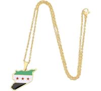 Lpitoy Syrien Karte Flagge Anhänger Halsketten Syrische Flagge Karte Anhänger Freundschaft Halskette Schmuck Für Frauen Männer