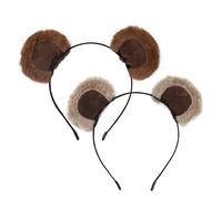 Lpoppcx 2 Stück Bärenohren Stirnband, Tier-Stirnband Kurzplüsch Haarreif Niedliche Flaumig Bär Ohren Stirnband Tier Kopfbedeckung, Ohrstirnbänder Hair Hoop, Für Halloween Karneval Cosplay