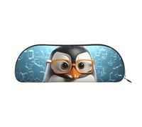 LPSRTWE Federmäppchen aus Leder, Pinguin mit Brille, Stifttasche mit Reißverschluss, Make-up-Tasche, kleines Federmäppchen für Arbeit und Büro, gold, One Size