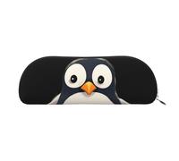 LPSRTWE Leder-Federmäppchen, niedlicher Pinguin, Stiftetasche mit Reißverschluss, Make-up-Tasche, kleines Federmäppchen für Arbeit und Büro, silber, One Size