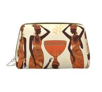 LPSRTWE Reise-Make-up-Tasche für Damen, große Kapazität, Kosmetiktasche, PU-Leder, wasserdicht, Kulturbeutel, afrikanische Stammesfrau, Make-up-Tasche, tragbar, weit offen, Make-up-Organizer mit