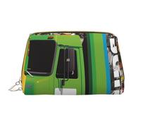 LPSRTWE Reise-Make-up-Tasche für Damen, große Kapazität, Kosmetiktasche, PU-Leder, wasserdicht, Kulturbeutel, "I Love Garbage Trucks", Make-up-Tasche, tragbar, breit, offen, Make-up-Organizer mit