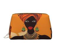 LPSRTWE Reise-Make-up-Tasche für Damen, große Kapazität, Kosmetiktasche, PU-Leder, wasserdicht, Kulturbeutel, afrikanische Frau, Make-up-Tasche, tragbar, weit offen, Make-up-Organizer mit