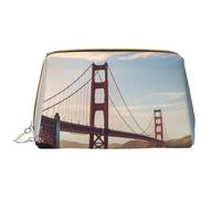 LPSRTWE Reise-Make-up-Tasche für Damen, große Kapazität, Kosmetiktasche, PU-Leder, wasserdicht, Kulturbeutel, Golden Gate Bridge, Make-up-Tasche, tragbar, weit offen, Make-up-Organizer mit