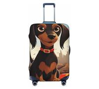 LPSRTWE Reisegepäck-Abdeckung, kratzfest, elastisch, dick, Gepäckschutz, waschbar, mit Aufschrift "I Love My Dog Dackel", Kofferhülle, passend für 45,7 - 81,3 cm Gepäck, Schwarz , M