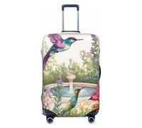 LPSRTWE Reisegepäckabdeckung, kratzfest, elastisch, dick, Gepäckschutz, waschbar, für Garten mit Vögeln und Blumen, Kofferhülle, passend für 45,7 - 81,3 cm Gepäck, Schwarz , L