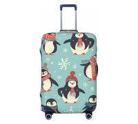 LPSRTWE Reisegepäckabdeckung, kratzfest, elastisch, dick, Gepäckschutz, waschbar, für Winter, Weihnachten, Pinguine, Kofferhülle, passend für 45,7 - 81,3 cm Gepäck, Schwarz , S