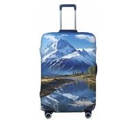 LPSRTWE Reisegepäckabdeckung, kratzfest, elastisch, dick, Gepäckschutz, waschbar, Gepäckhüllen, verschneite Berge, Kofferhülle, passend für 45,7 - 81,3 cm Gepäck, Schwarz , L