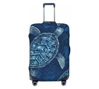 LPSRTWE Reisegepäckabdeckung, kratzfest, elastisch, dick, Gepäckschutz, waschbar, Meeresschildkröte, blau, Kofferhülle, passend für 45,7 - 81,3 cm Gepäck, Schwarz , S