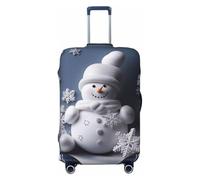 LPSRTWE Reisegepäckabdeckung, kratzfest, elastisch, dick, Gepäckschutz, waschbar, Schneemann, Sterne und Schneeflocken, Kofferhülle, passend für 45,7 - 81,3 cm Gepäck, Schwarz , S