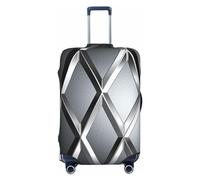 LPSRTWE Reisegepäckabdeckung, kratzfest, elastisch, dick, Gepäckschutz, waschbar, silberfarben, geometrische Figur, Kofferhülle, passend für 45,7 - 81,3 cm Gepäck, Schwarz , XL