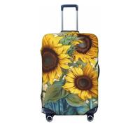 LPSRTWE Reisegepäckabdeckung, kratzfest, elastisch, dick, Gepäckschutz, waschbar, Sonnenblumen-Druck, Kofferhülle, passend für 45,7 - 81,3 cm Gepäck, Schwarz , XL