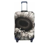 LPSRTWE Reisegepäckabdeckung, kratzfest, elastisch, dick, Gepäckschutz, waschbar, Sonnenblumen-Schwarz, Grau, Kofferhülle, passend für 45,7 - 81,3 cm Gepäck, Schwarz , L