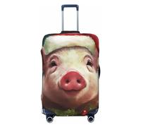 LPSRTWE Reisegepäckabdeckung, kratzfest, elastisch, dick, Gepäckschutz, waschbar, weihnachtliche lächelnde Kofferhülle, passend für 45,7 - 81,3 cm Gepäck, Schwarz , M