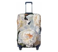 LPSRTWE Reisegepäckabdeckung, kratzfest, elastisch, dick, Gepäckschutz, waschbar, weiße Pfingstrose, Kofferhülle, passend für 45,7 - 81,3 cm Gepäck, Schwarz , S