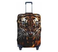 LPSRTWE Reisegepäckabdeckung, kratzfest, elastisch, dick, Gepäckschutz, waschbar, wilder Tiger, Kofferhülle, passend für 45,7 - 81,3 cm Gepäck, Schwarz , M