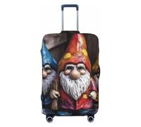 LPSRTWE Reisegepäckhülle, kratzfest, elastisch, dick, Gepäckschutz, waschbar, bunte Zwerge, Kofferhülle, passend für 45,7 - 81,3 cm Gepäck, Schwarz , L