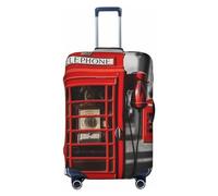 LPSRTWE Reisegepäckhülle, kratzfest, elastisch, dick, Gepäckschutz, waschbar, England, UK, Retro, London, Telefonkoffer, passend für 45,7 - 81,3 cm Gepäck, Schwarz , XL