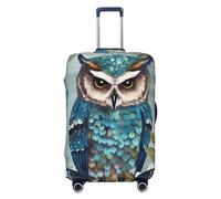 LPSRTWE Reisegepäckhülle, kratzfest, elastisch, dick, Gepäckschutz, waschbar, Eulen, Frühlingsblumen, Türkis, Kofferhülle, passend für 45,7 - 81,3 cm Gepäck, Schwarz , L
