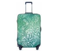 LPSRTWE Reisegepäckhülle, kratzfest, elastisch, dick, Gepäckschutz, waschbar, Grün, Meerblau, Seetang, Kofferhülle, passend für 45,7 - 81,3 cm Gepäck, Schwarz, Large