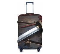 LPSRTWE Reisegepäckhülle, kratzfest, elastisch, dick, Gepäckschutz, waschbar, japanisches Samurai-Schwert, Kofferhülle, passend für 45,7 - 81,3 cm Gepäck, Schwarz , L