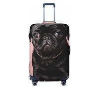 LPSRTWE Reisegepäckhülle, kratzfest, elastisch, dick, Gepäckschutz, waschbar, niedlicher schwarzer Mops, Kofferhülle, passend für 45,7 - 81,3 cm Gepäck, Schwarz , M