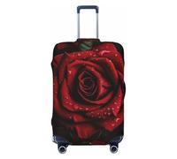 LPSRTWE Reisegepäckhülle, kratzfest, elastisch, dick, Gepäckschutz, waschbar, rote Rose, Kofferhülle, passend für 45,7 - 81,3 cm Gepäck, Schwarz , M